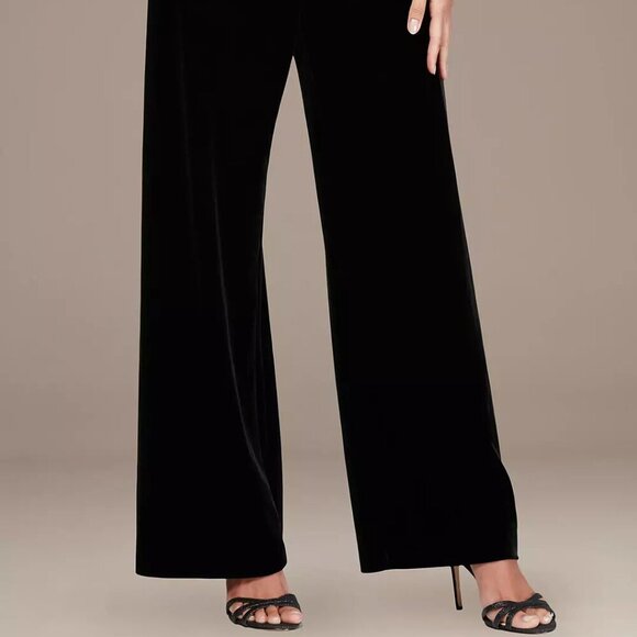 Alex Evenings Black Stretch Velvet Wide Leg Pants - Picture 7 of 7